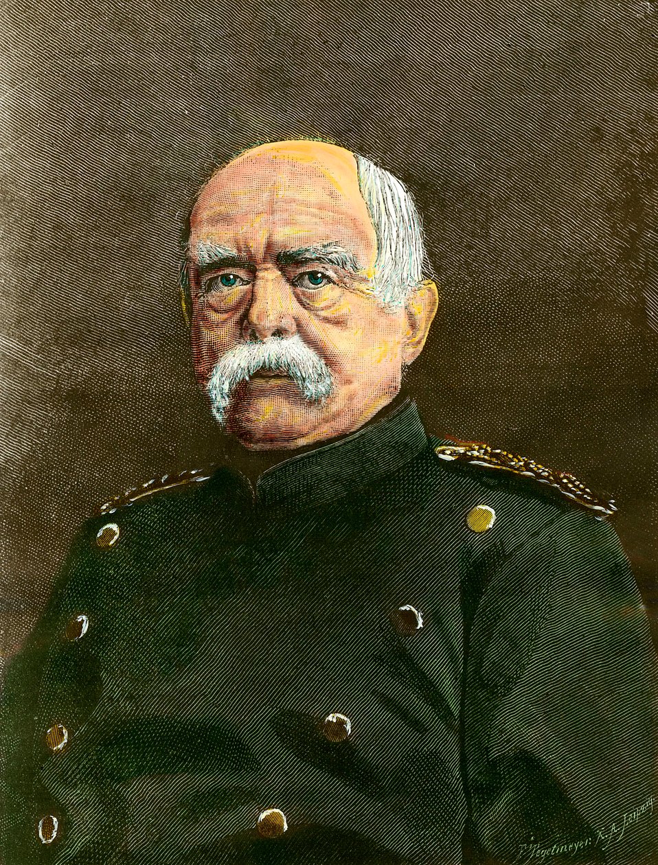 Portret van Otto Von Bismarck (1815-1898) Kanselier van Pruisen. Gravure uit de 19e eeuw Privécollectie door Anonymous Anonymous