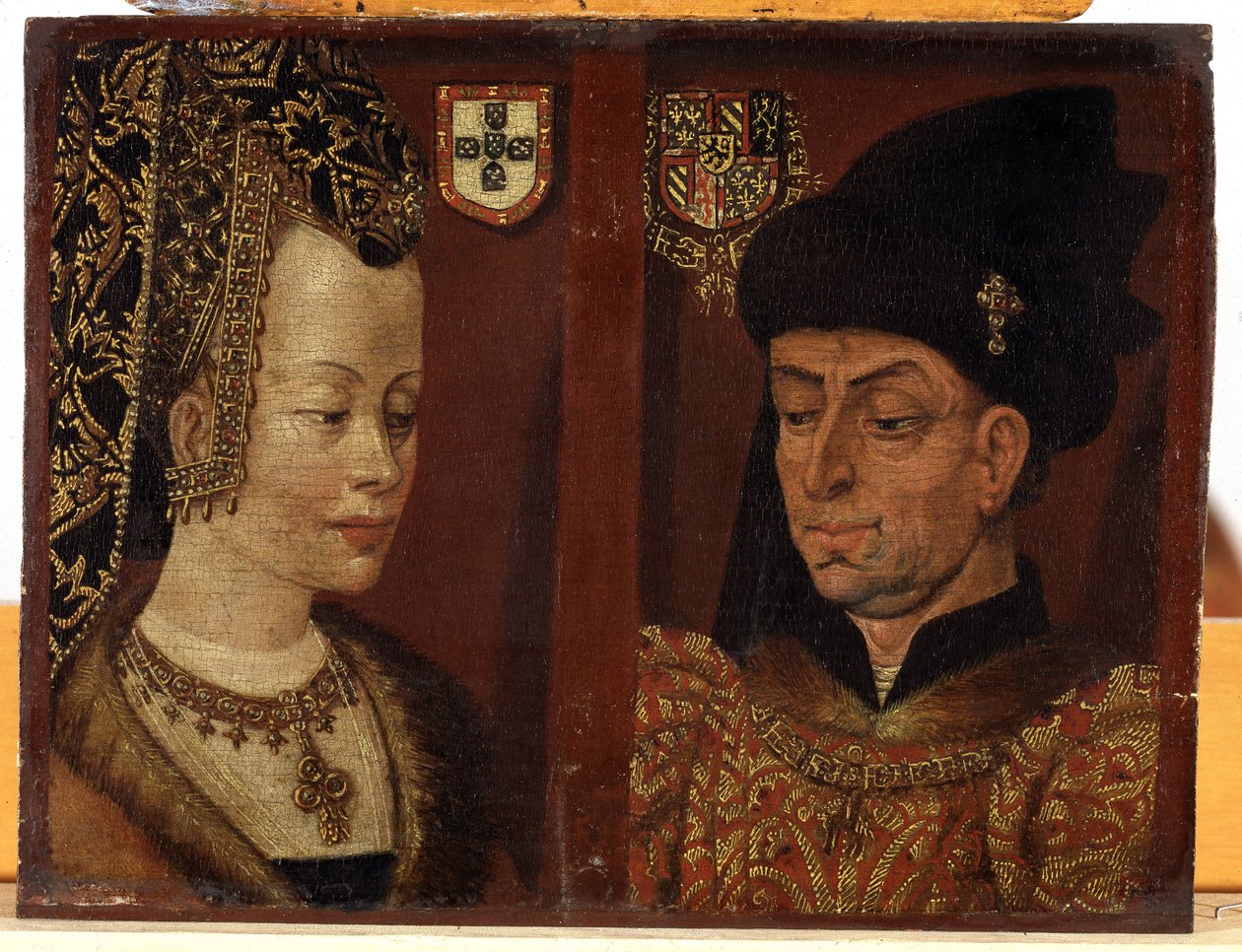 Portret van Filips de Goede en Isabella van Portugal, ca. 1550 (olieverf op paneel) door Anonymous Anonymous