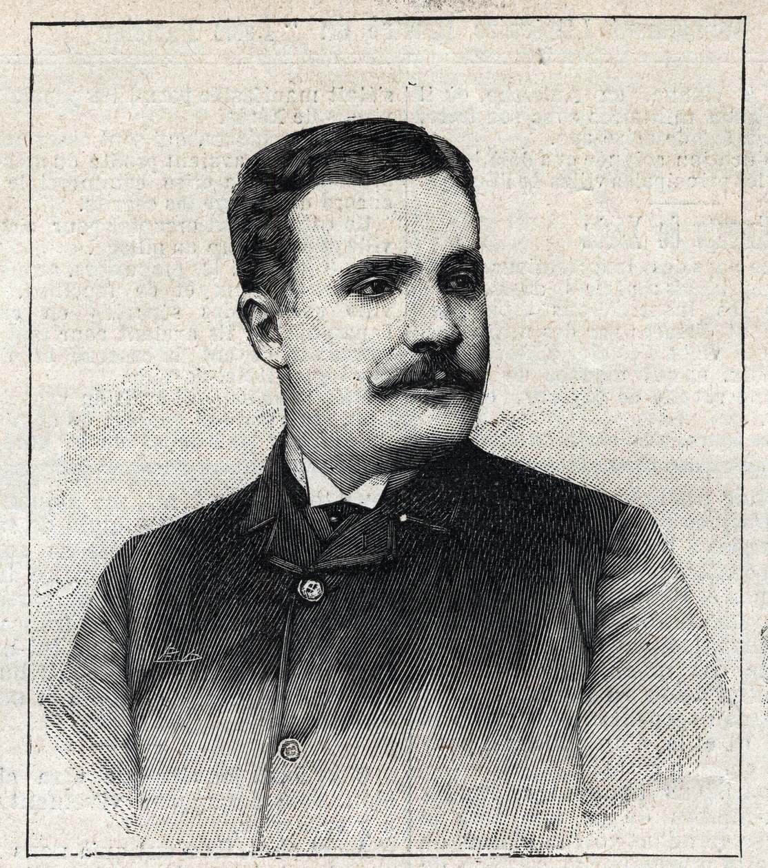 Portret van Pierre Decourcelle, Franse schrijver (1856-1926). Gravure in 