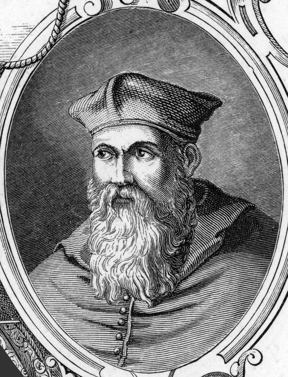 Portret van Sebastiano Luciani genaamd Sebastiano del Piombo (1485-1547) Italiaanse schilder. Gravure uit 1859 in 
