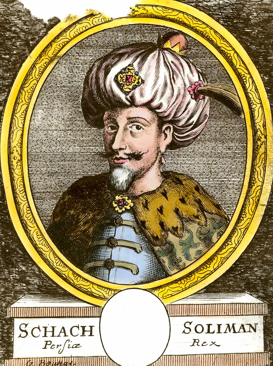 Portret van Soliman (Suleyman) I de Prachtige (1494-1566), Ottomaanse sultan. Gravure uit de 18e eeuw. Privécollectie door Anonymous Anonymous