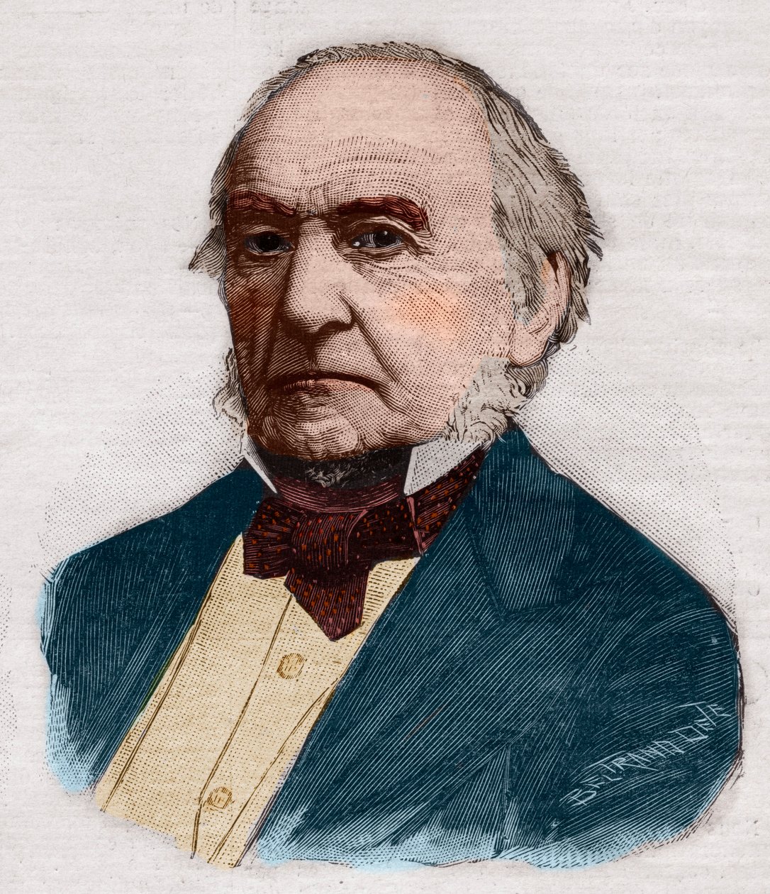 Portret van William Ewart Gladstone (1809-1898), Brits premier en politicus. Gravure in 