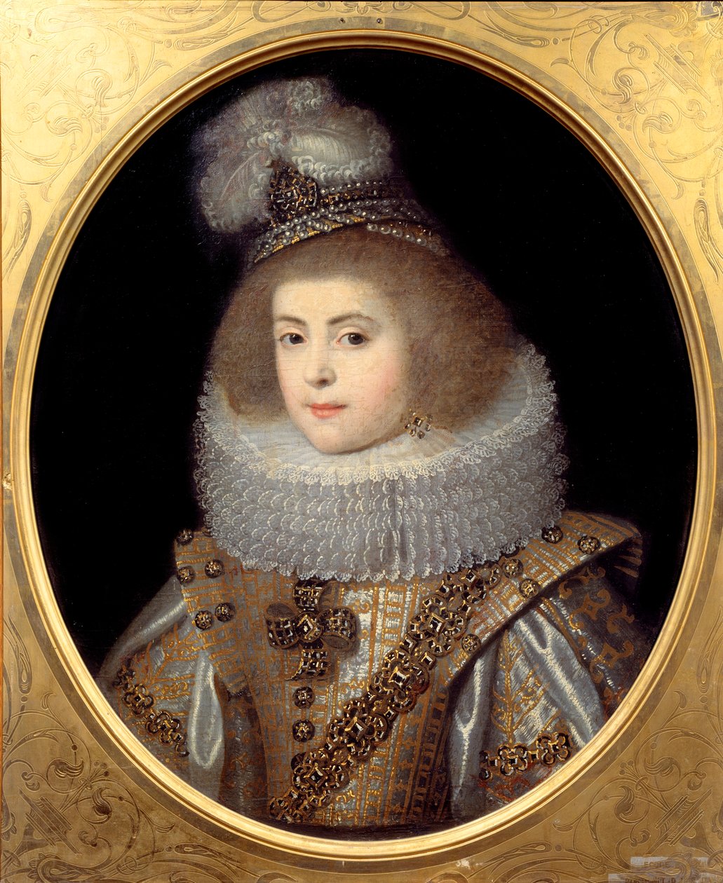 Portret van een jong meisje van het hof van de koning van Navarra. Anoniem schilderij door Anonymous Anonymous