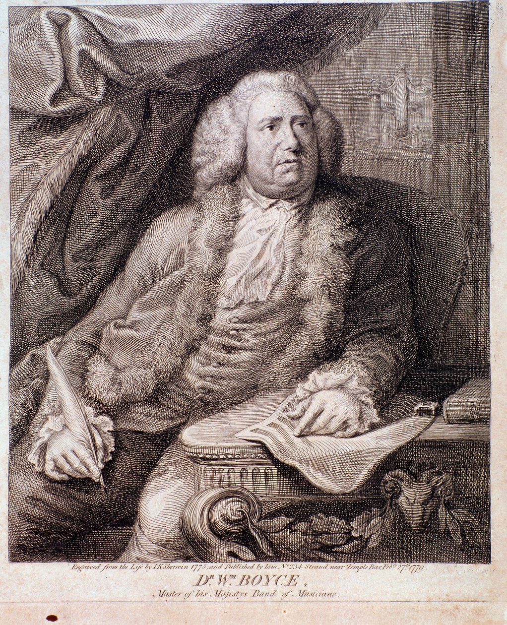 Portret van Engelse componist William Boyce (gravure. 18e eeuw) door Anonymous Anonymous