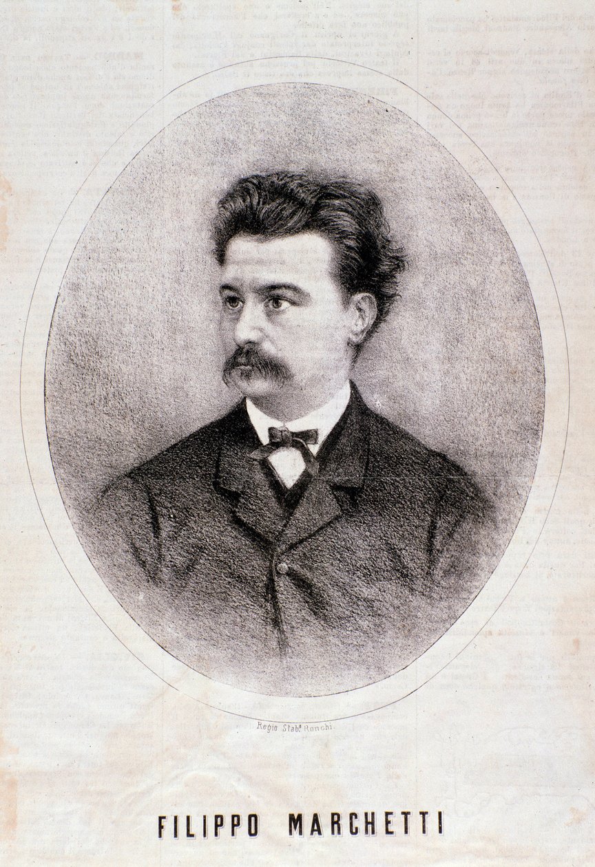 Portret van de Italiaanse componist Filippo Marchetti (1831-1902). Gravure. 19e eeuw. Milanese privécollectie door Anonymous Anonymous