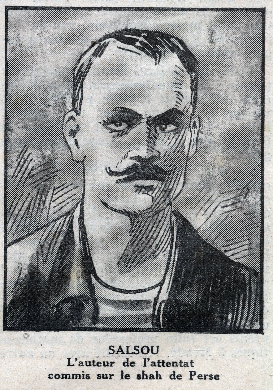 Portret van de anarchist Francois Salsou die de aanslag op de sjah van Perzië Muzaffar ad Din pleegde in Parijs op 2 augustus door Anonymous Anonymous
