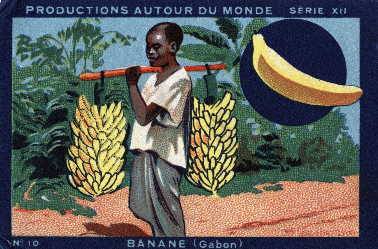 Producties over de hele wereld: Banaan in Gabon. Chromolithografie van 1933 in 