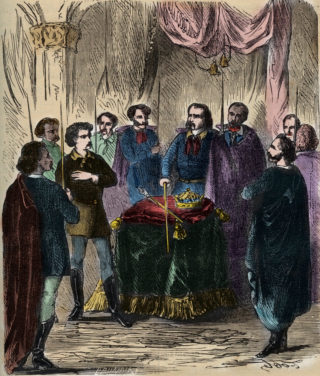 Ontvangst van een Illuminatus (geheime samenleving) - Ontvangst van een Illuminatus (Illuminati) - Illuminaten van Beieren (der Illuminatenorden) 1879 (gravure) door Anonymous Anonymous