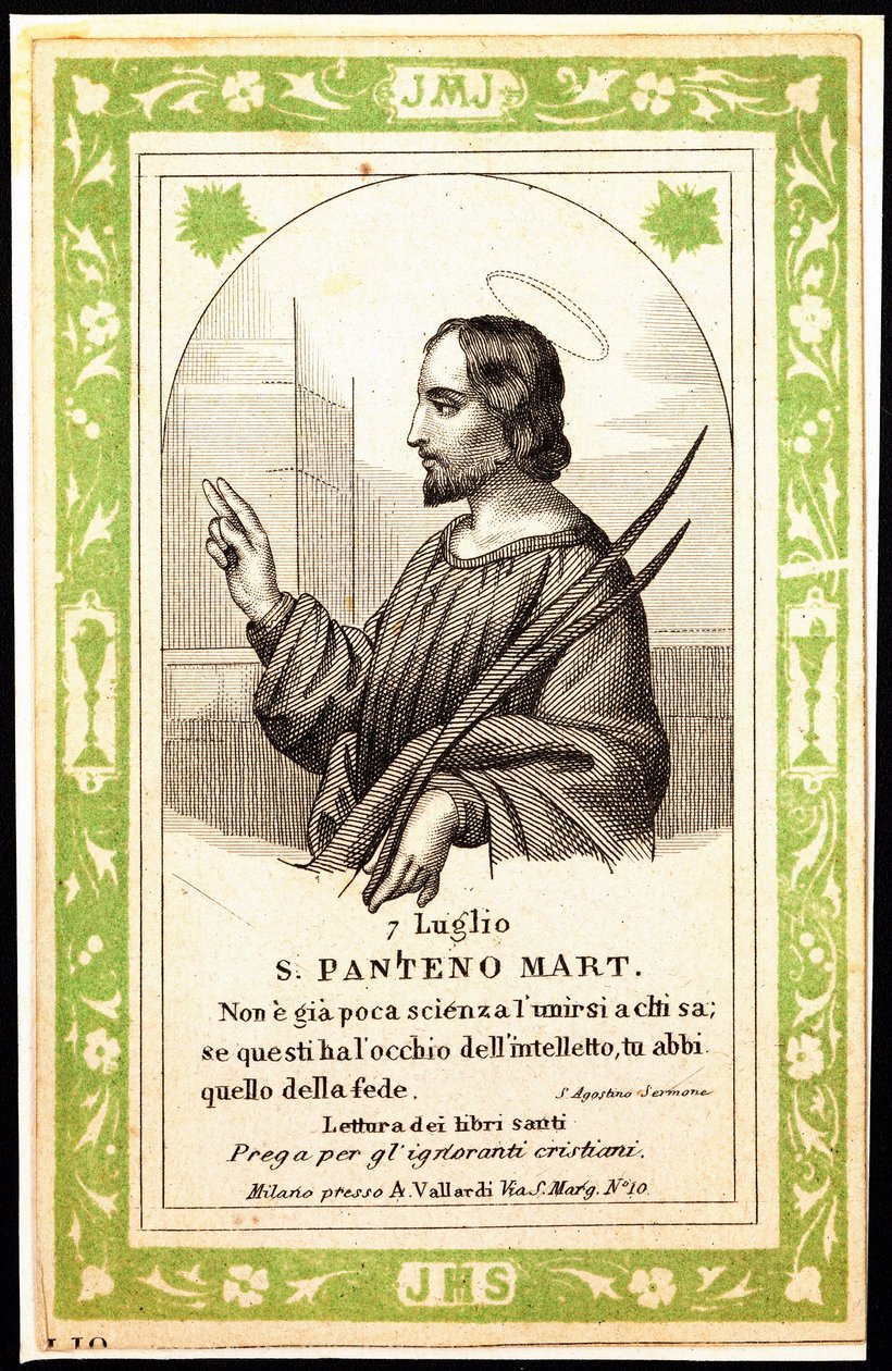 Afbeelding van Sint Panthene van Alexandrië Vrome afbeelding. Ansichtkaart. Begin 20e eeuw. Privécollectie door Anonymous Anonymous