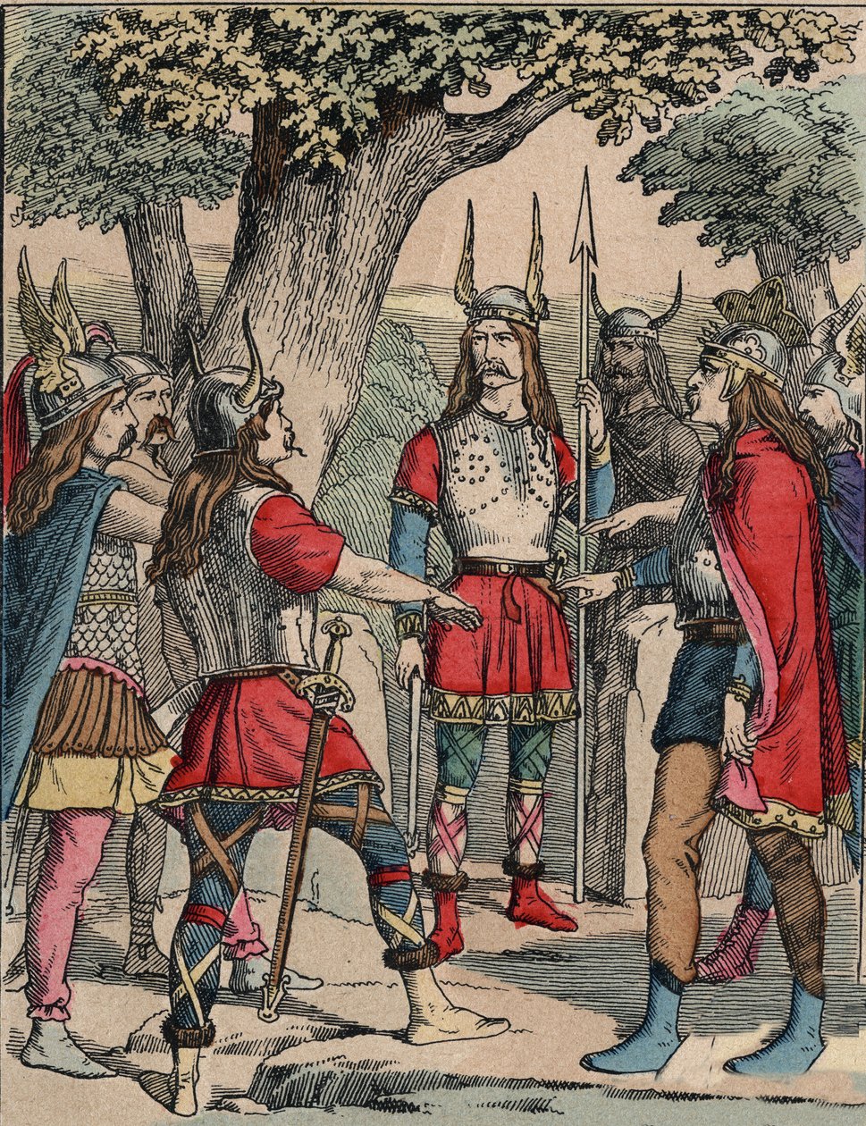 Voorstelling van Vercingetorix (ca. 80-c. 46 v.Chr.) krijger en Gallische leider van de Arvernes stam gekozen door zijn volk om de oorlog tegen de Romeinen te leiden door Anonymous Anonymous