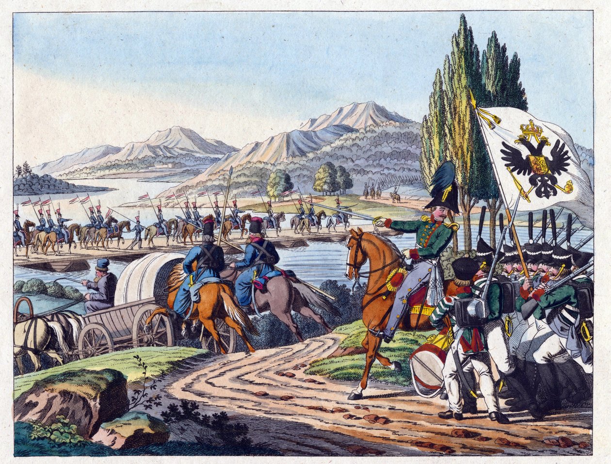 Russisch leger steekt de Pruth-rivier over naar Moldavië in mei 1828 door Anonymous Anonymous