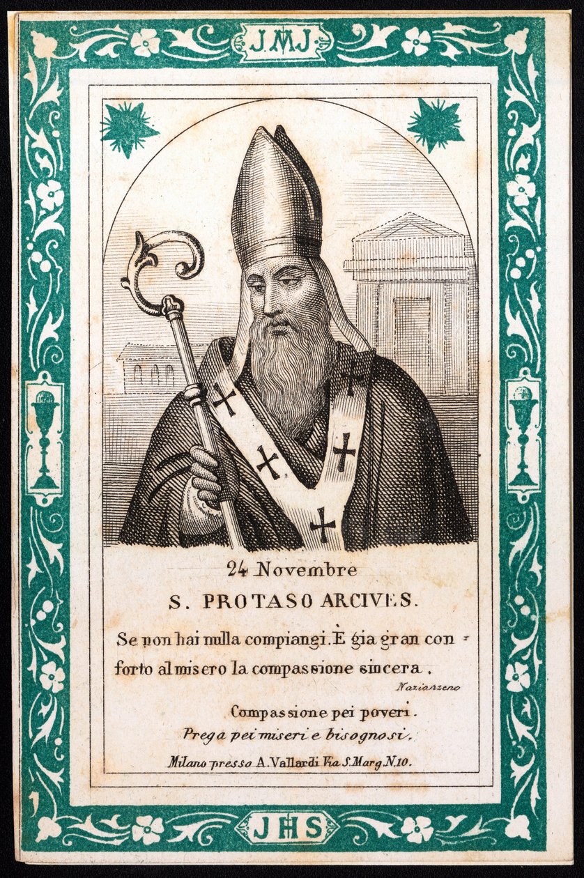 Sint Protais, bisschop van Milaan Vrome afbeelding. Ansichtkaart. Begin 20e eeuw. Privécollectie door Anonymous Anonymous