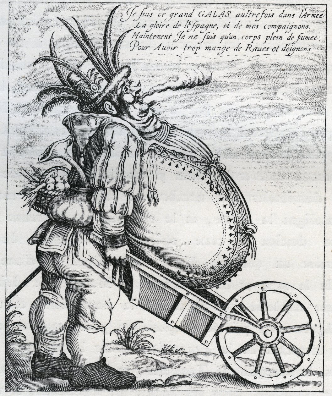 Satire tegen Matthias Gallas (1584-1647) generaal van het keizerlijke leger tijdens de Dertigjarige Oorlog, na zijn pensionering in 1636. Gravure uit de 17e eeuw. Privécollectie. door Anonymous Anonymous