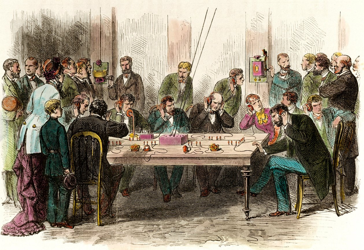 Telefonie-ervaring in de wachtkamer van station Saint Lazare in Parijs op 6/09/1879 door Anonymous Anonymous