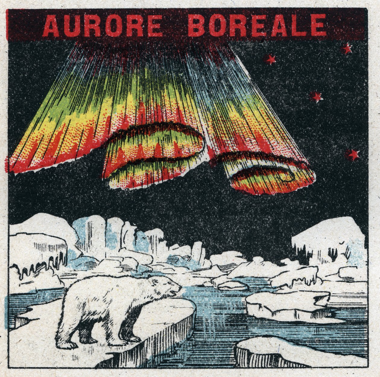 Aardmagnetisme: poollicht in het Noordpoolgebied door een magnetische storm. Anonieme illustratie uit 1925. Privécollectie. door Anonymous Anonymous