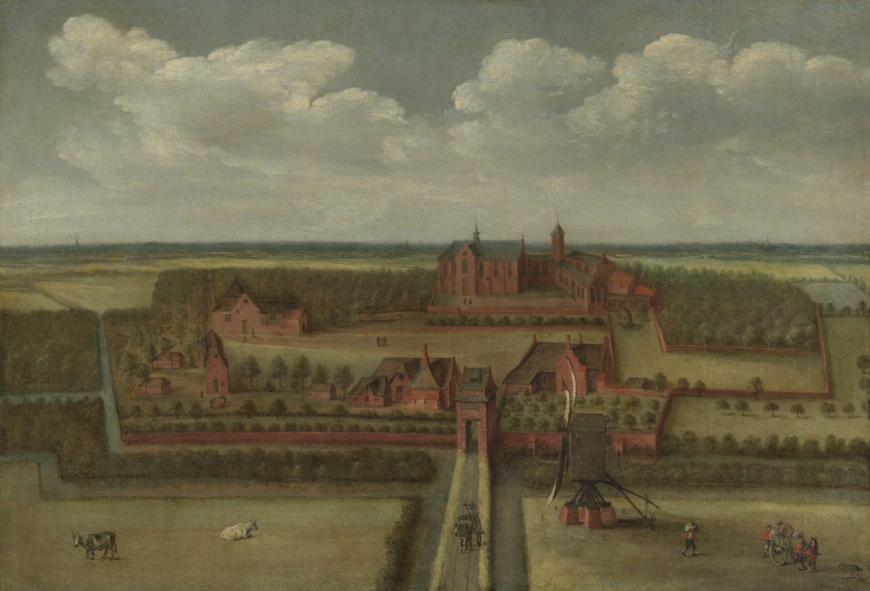The Abbey of Leeuwenhorst in Rijnland door Anonymous Anonymous