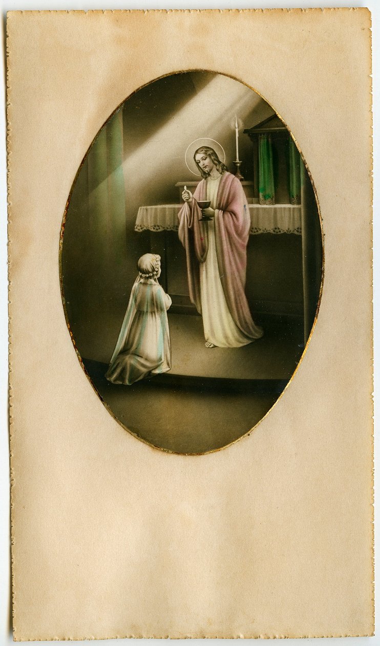 De Eucharistie, Heilige Communie, het Sacrament van het Altaar: een kind voor Jezus (gravure) door Anonymous Anonymous