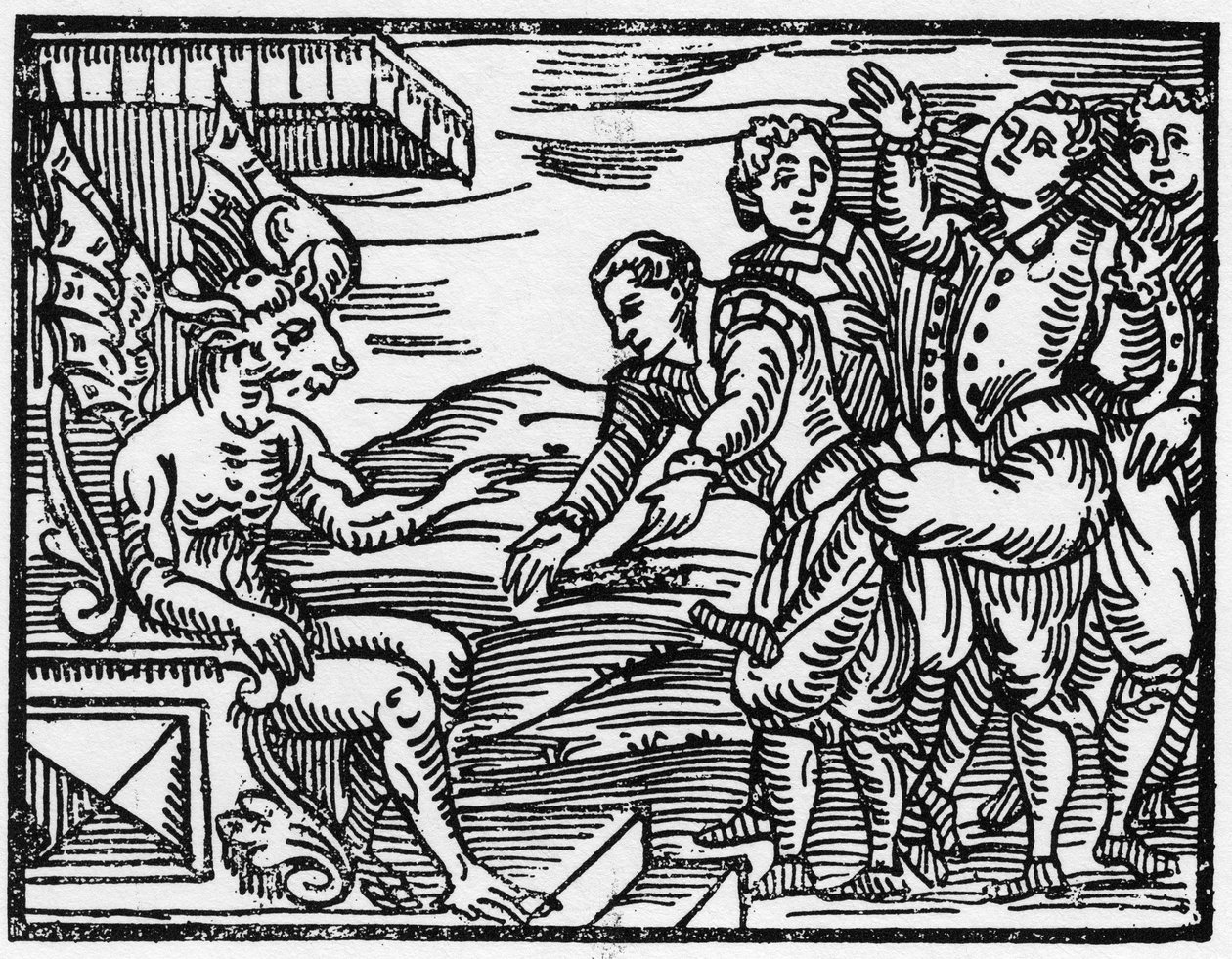 De tovenaars brengen hulde aan de duivel - "Compendium Maleficarum", behandelt heksen, hun kwaad en hun toverkunsten door Francesco Maria Guazzo of Guaccio of Guaccius (15??? -16??) 1608 Privécollectie. door Anonymous Anonymous