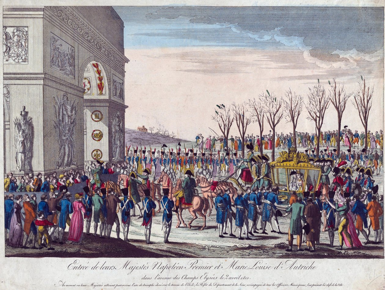 De huwelijksstoet van Napoleon en Marie-Louise langs de Champs Elysees op 2 april 1810 door Anonymous Anonymous