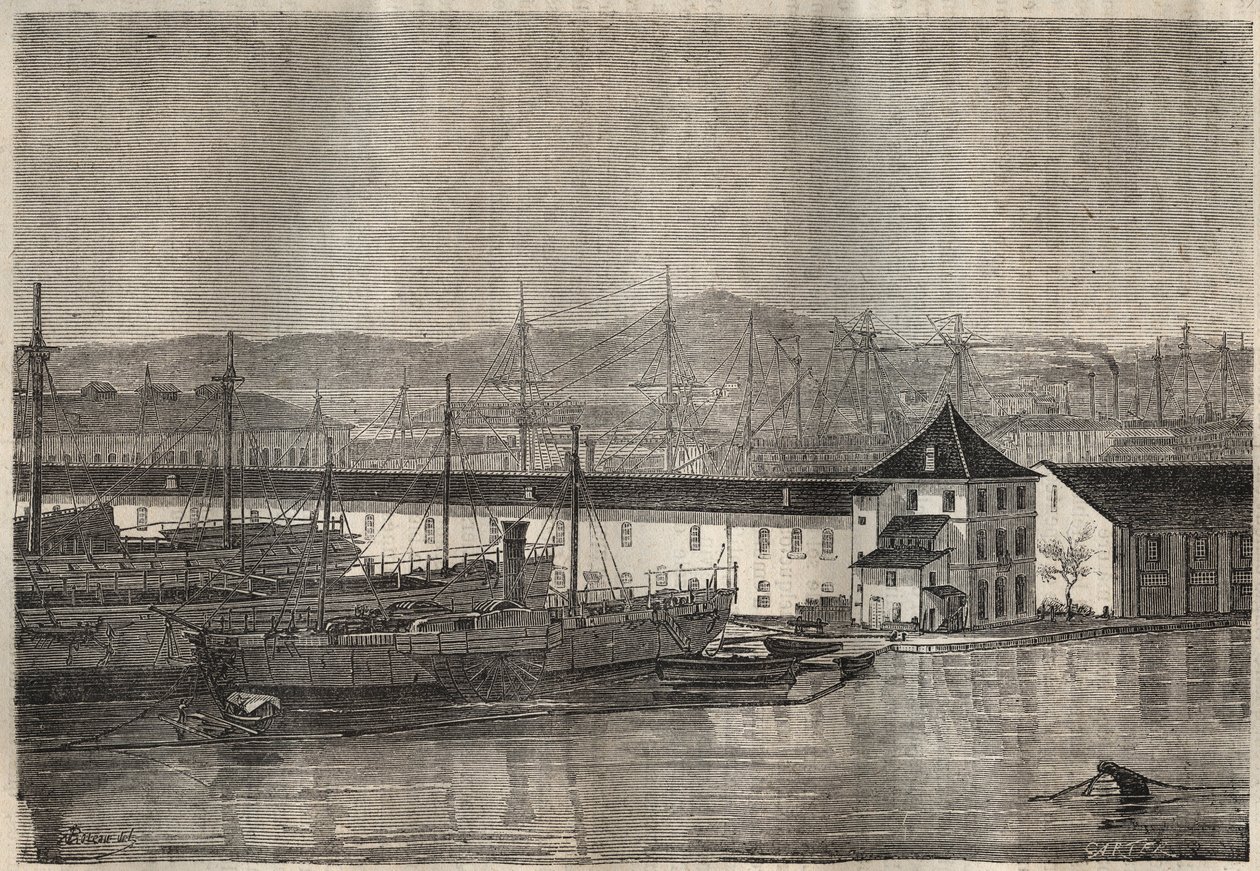 De Toulon bagne in de 19e eeuw. Gravure in 