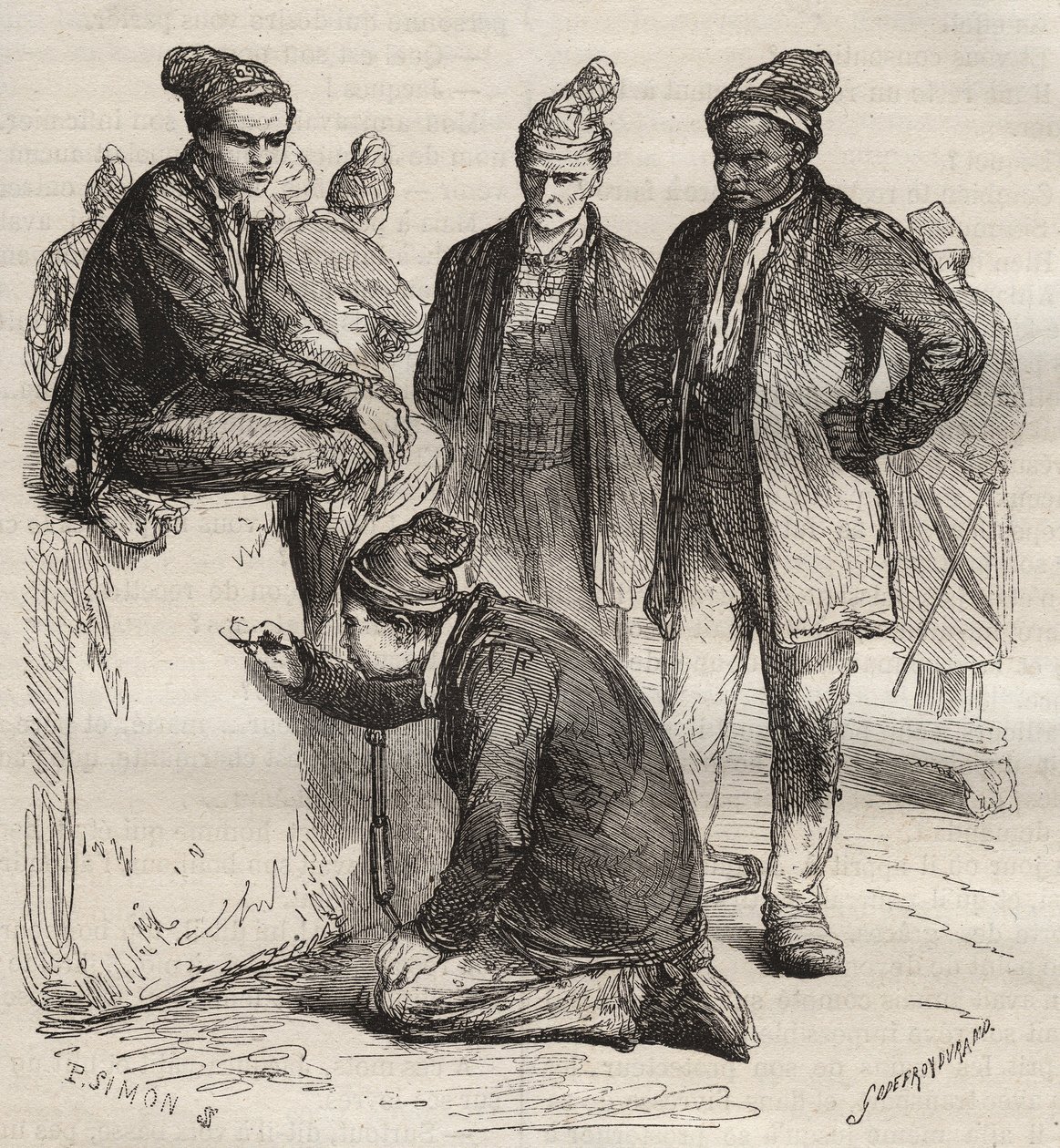 Soorten galerijen van de bagne van Brest in de 19e eeuw. Gravure in “Histoire des bagnes depuis leur création à nos jours” (1877). Privécollectie door Anonymous Anonymous