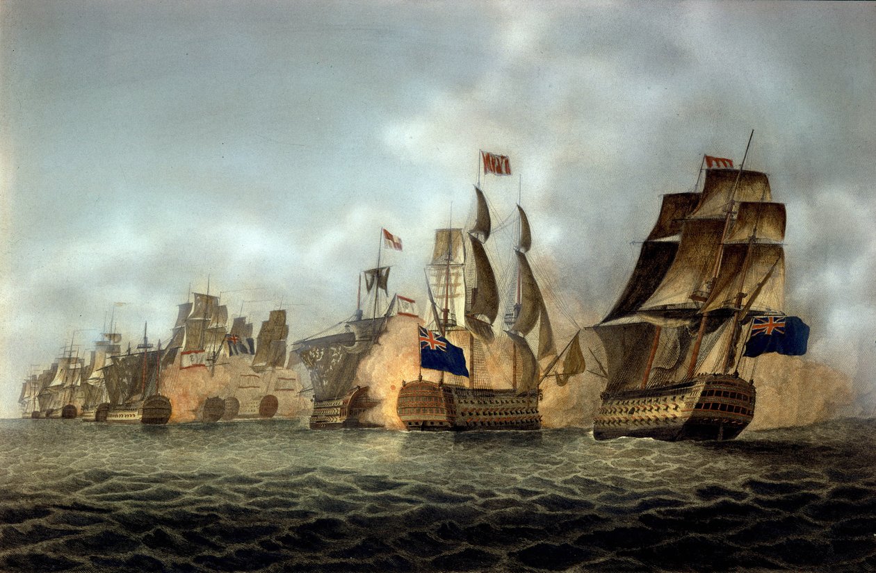 Zicht op de Slag bij Kaap Saint-Vincent op 14/02/1797 (gravure van 1798) door Anonymous Anonymous