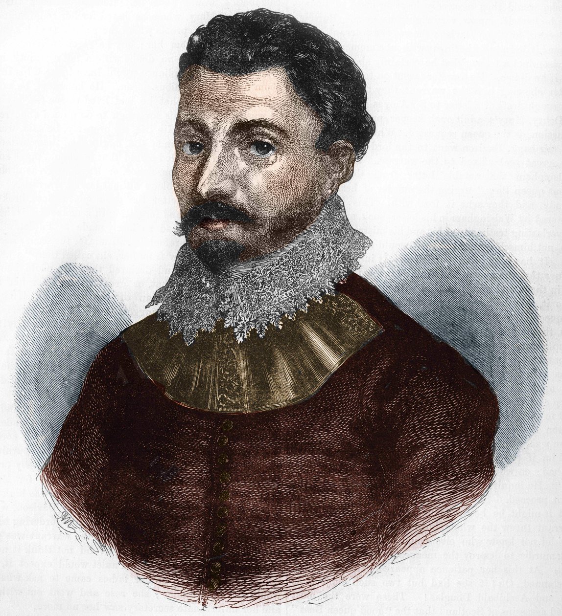 Portret van Sir Francis Drake. Engelse navigator en kaper (geboren in Tavistock, Devonshire, ca. 1540 overleden in Portobelo, Panama) door Anonymous Anonymous