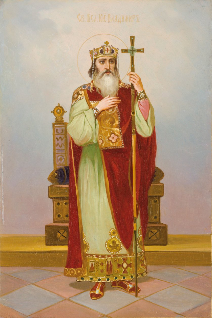 Heilige Grootvorst Vladimir Svyatoslavich, begin 20e eeuw door Anonymous Russian icon painter