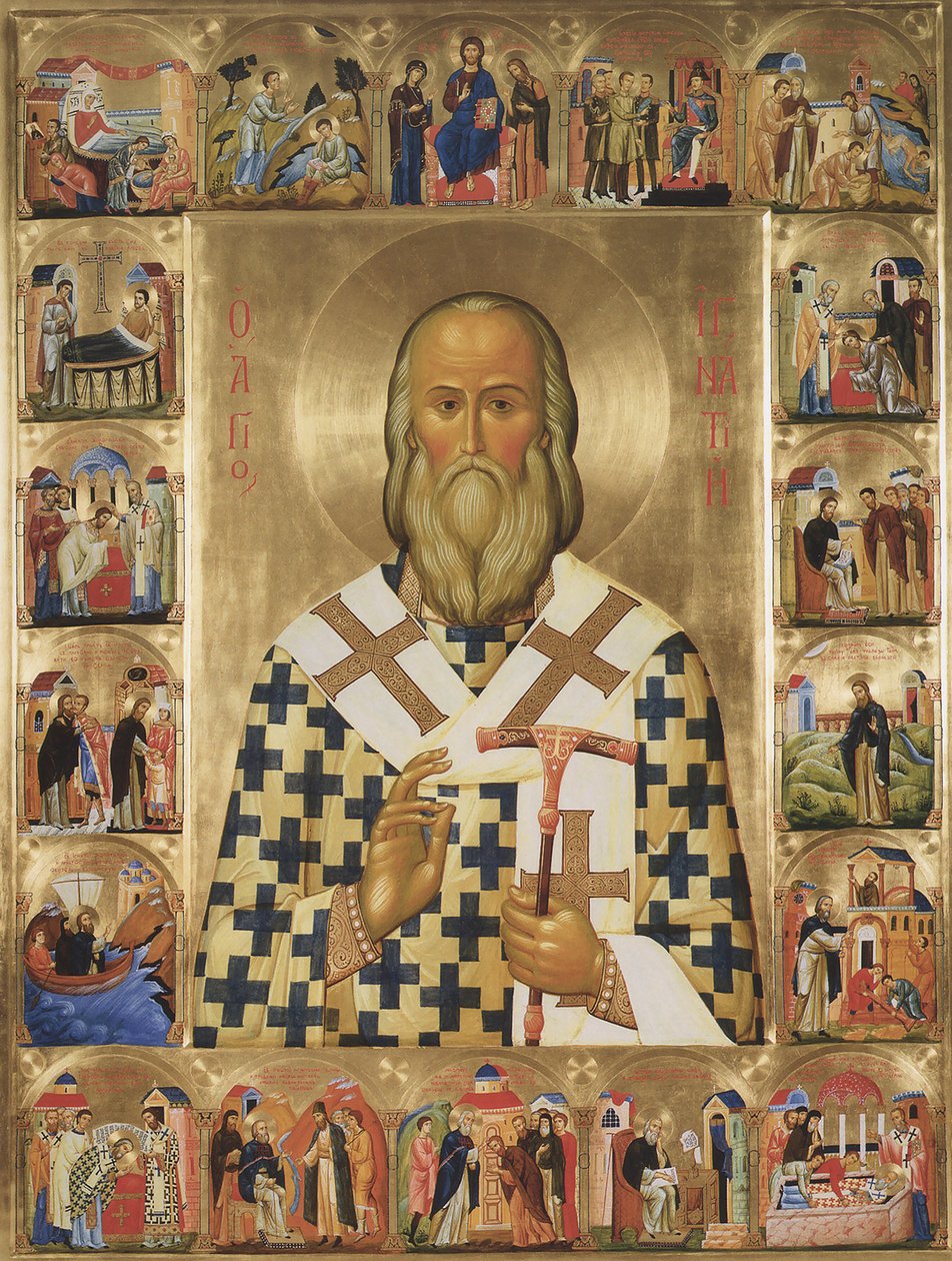 Sint Ignatius Brianchaninov met scènes uit zijn leven door Anonymous Russian icon painter