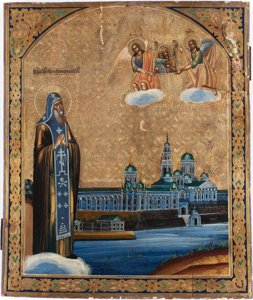 Sint Nilus van het Seligermeer, 1800s door Anonymous Russian icon painter