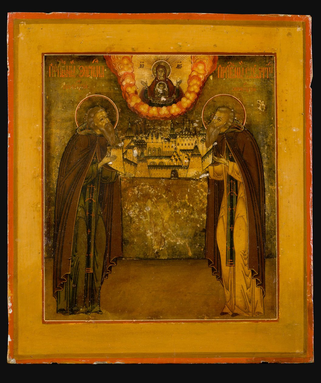 Heiligen Zosima en Savvatiy van Solovki door Anonymous Russian icon painter
