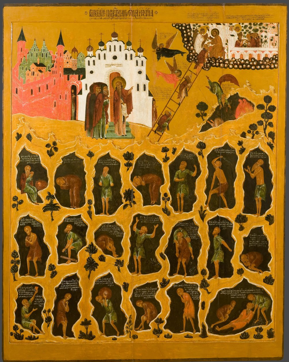De Visie van Sint Johannes Climacus, 16e eeuw door Anonymous Russian icon painter