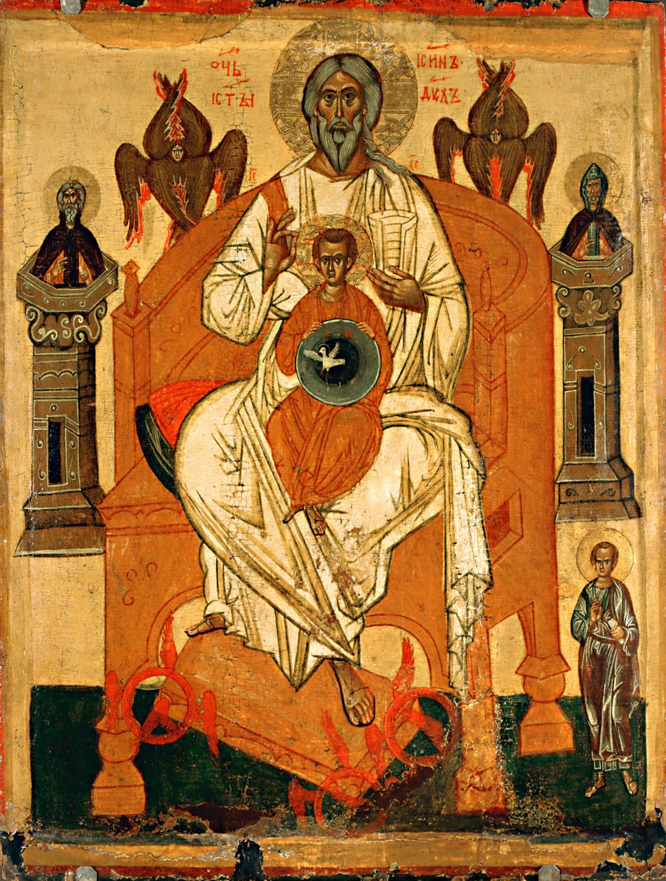 Drie-eenheid met de Heiligen, begin 15e eeuw door Anonymous Russian icon painter