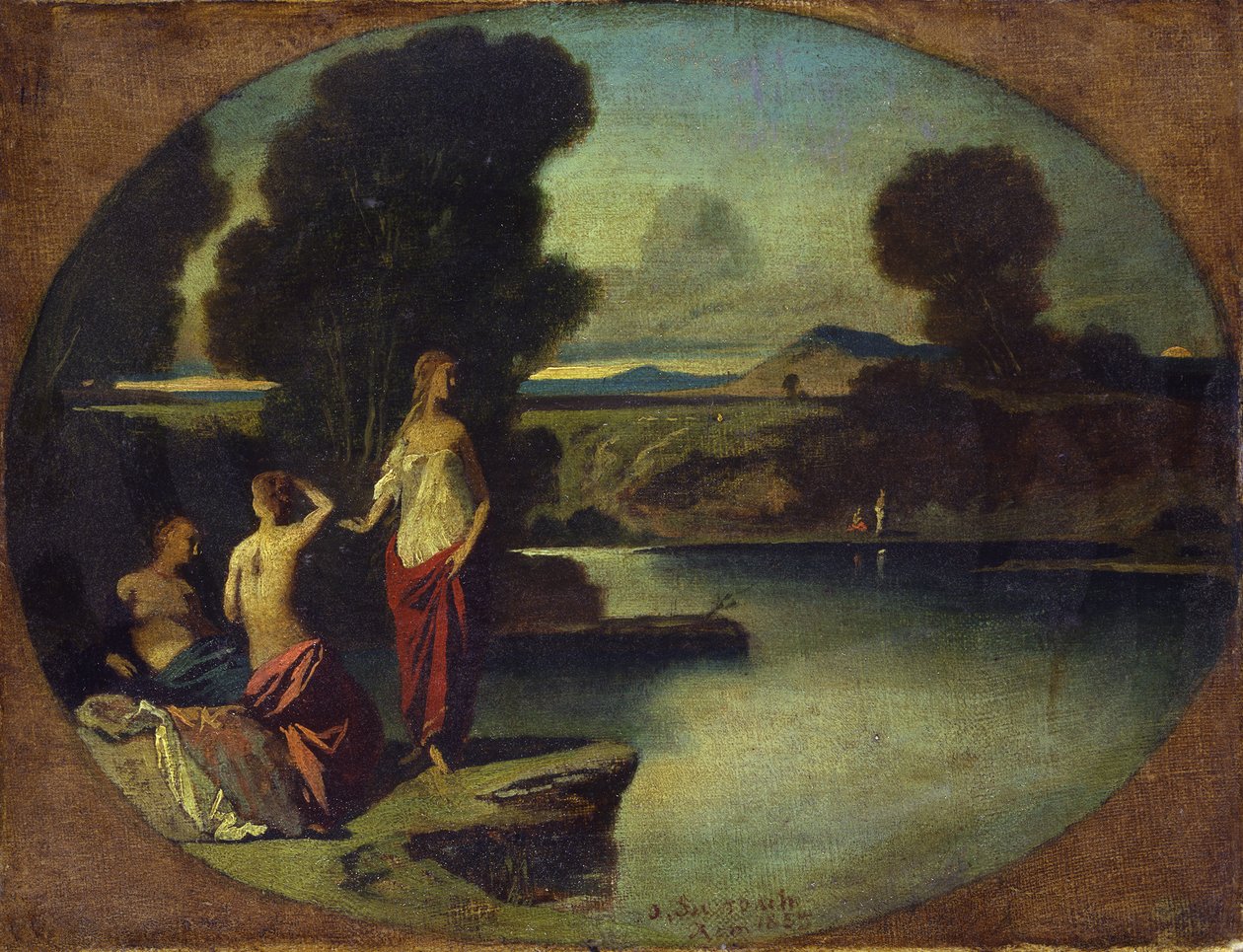 Drie meisjes bij het water door Anselm Feuerbach
