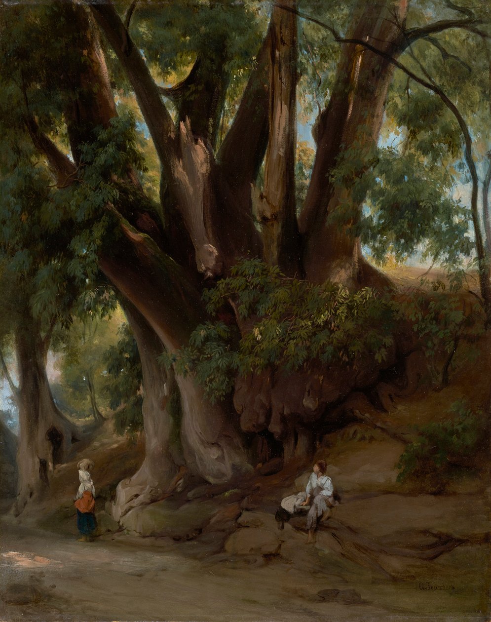 Italiaans boomlandschap (weg bij Albano) door Anselm Feuerbach