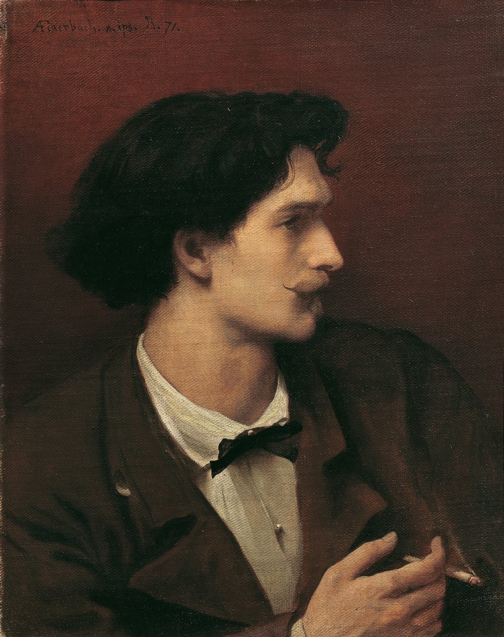 Zelfportret met Sigaret door Anselm Feuerbach