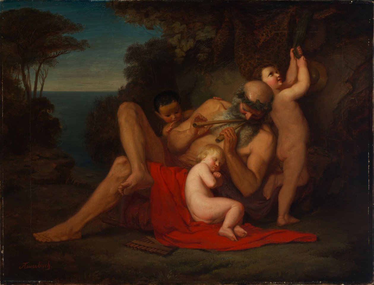 Silenus met slapende Bacchusjongen door Anselm Feuerbach