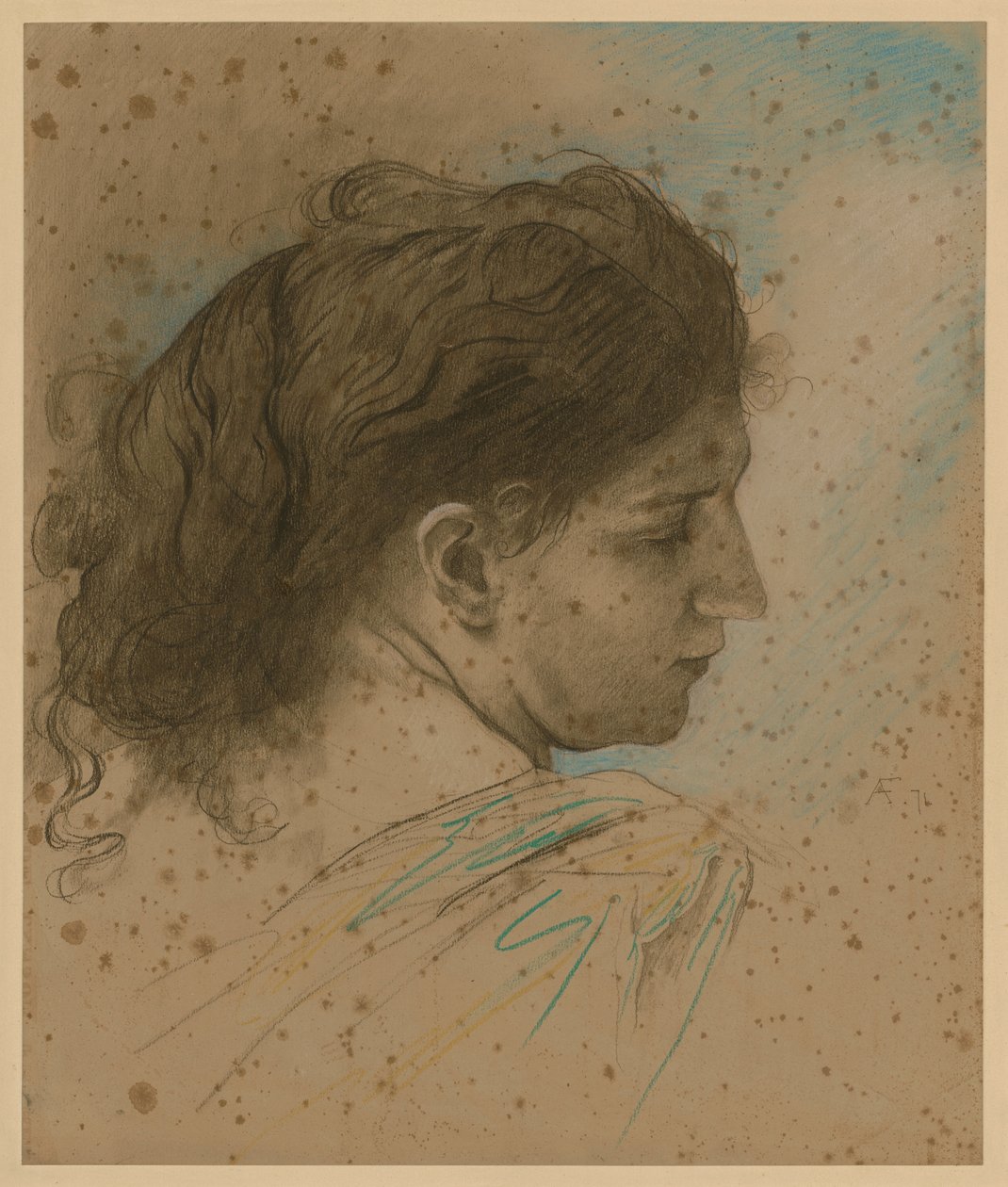 Vrouwelijke kopstudie door Anselm Feuerbach
