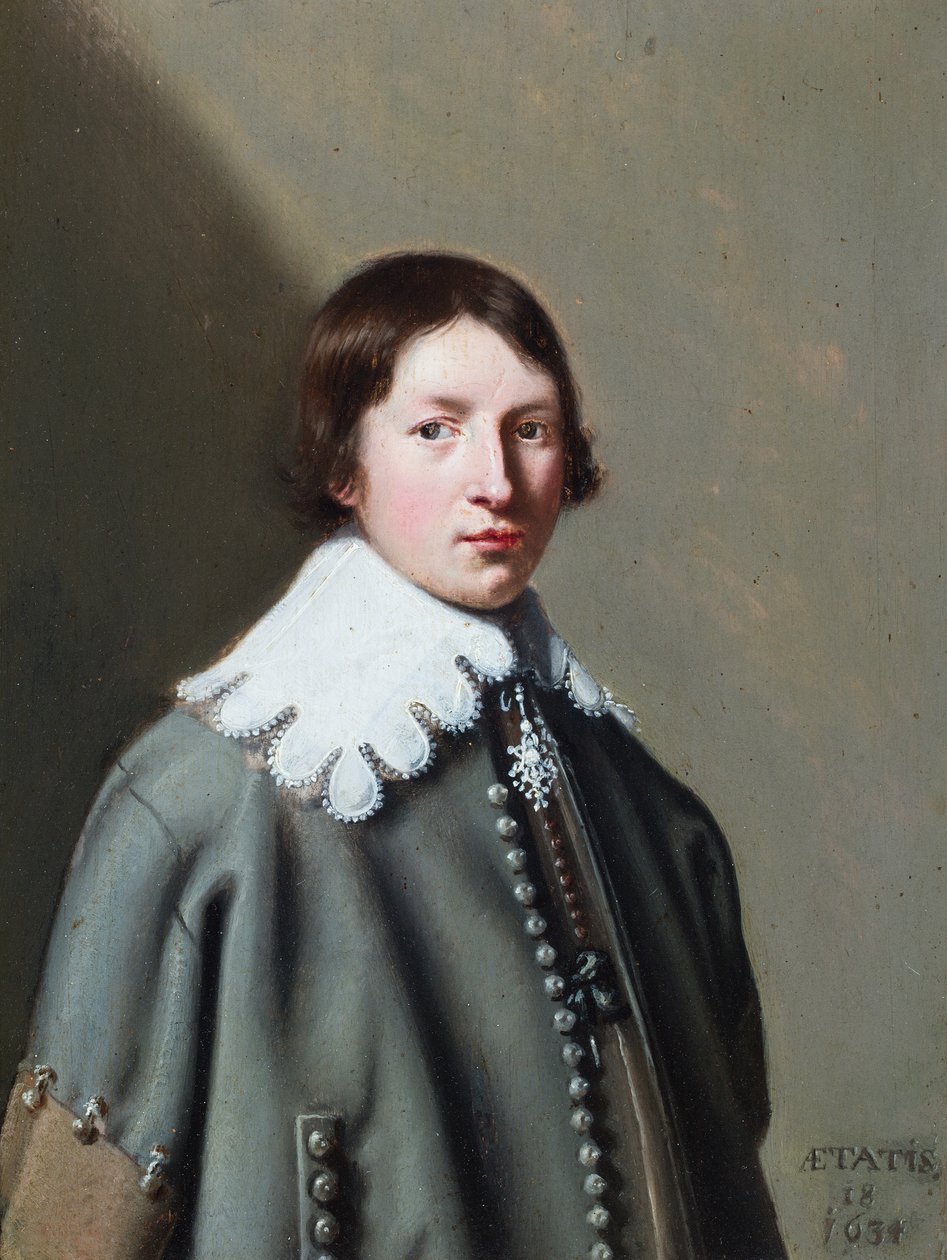 Een portret van een jonge man door Anthonie (1601-73) (attr.to) Palamedesz