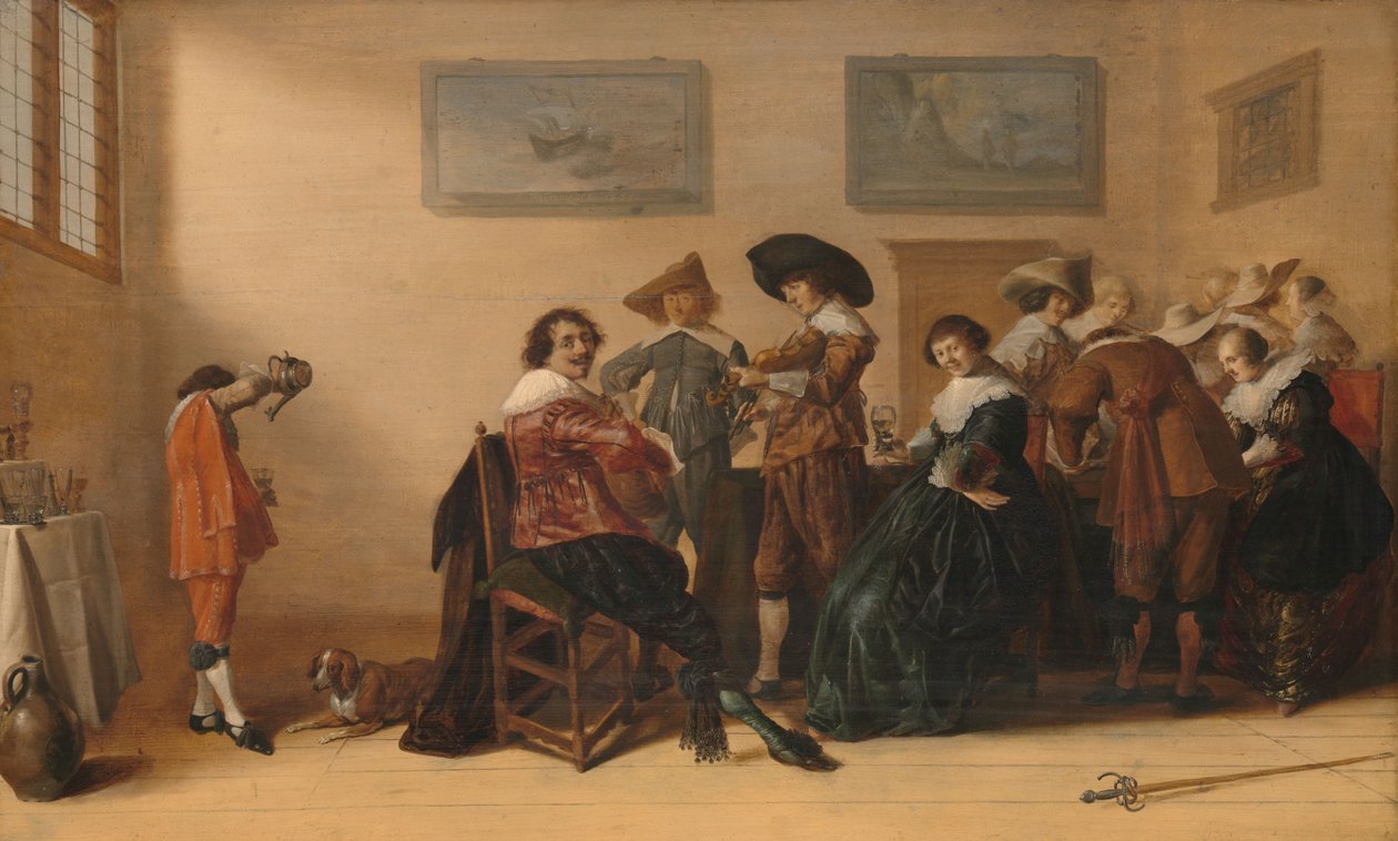 Vrolijk gezelschap in een kamer door Anthonie (1601-73) Palamedesz