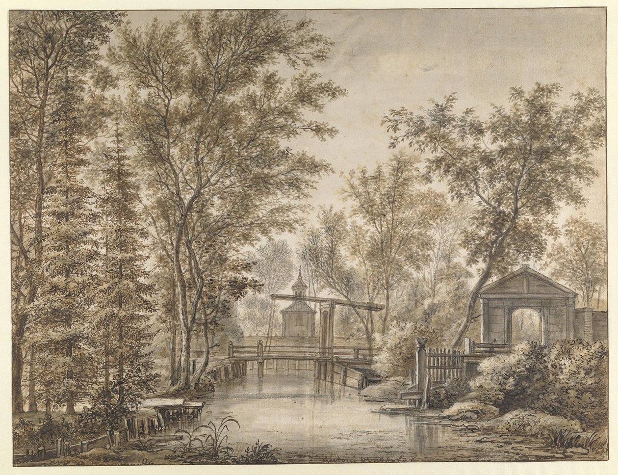 De ophaalbrug bij Spruytenburg door Anthonie Waterloo