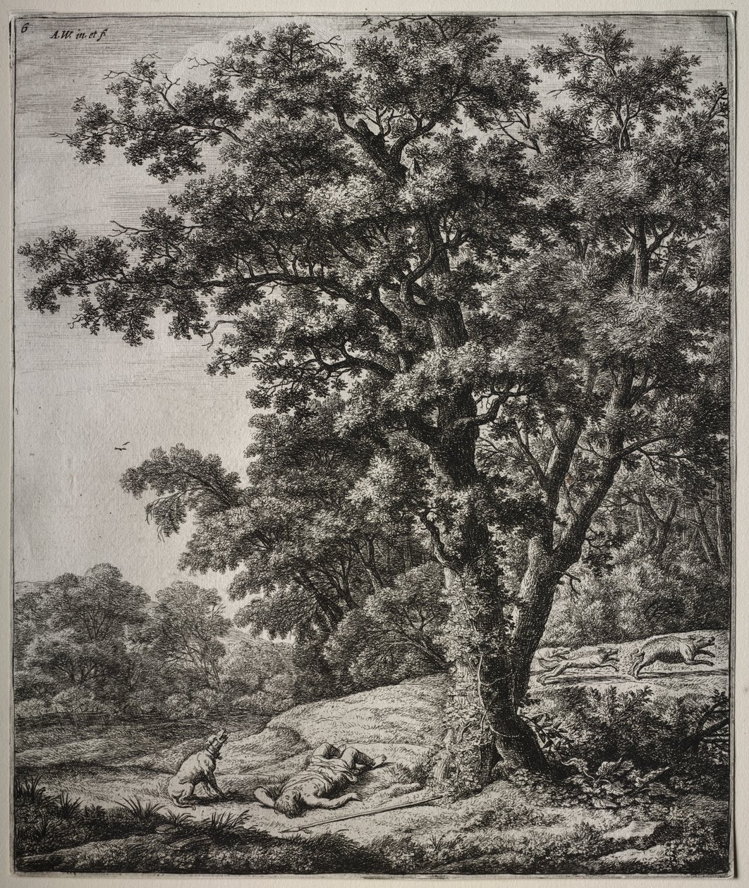 Zes grote staande landschappen met scènes uit Ovidius