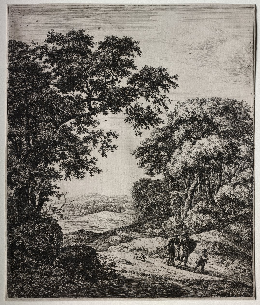 Zes grote staande landschappen met scènes uit het Oude Testament door Anthonie Waterloo