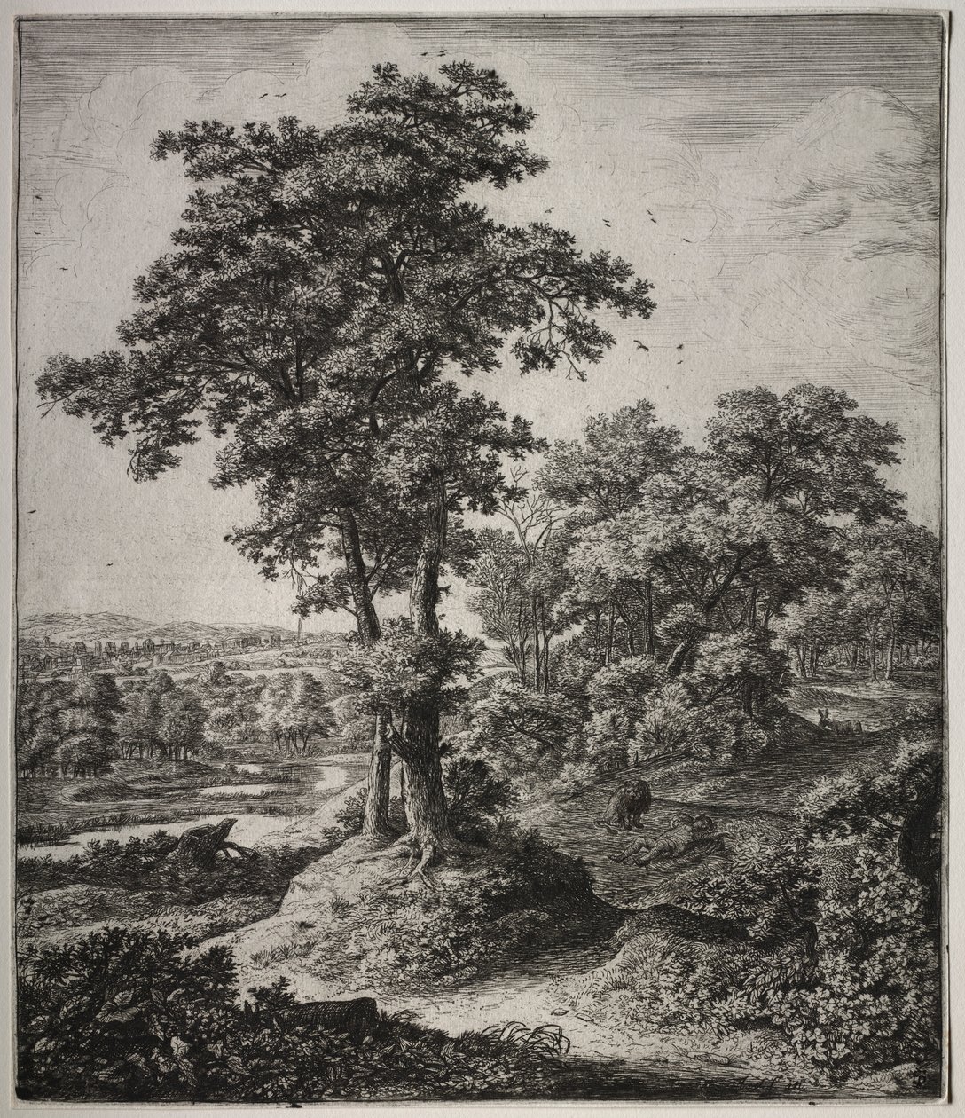 Zes grote staande landschappen met scènes uit het Oude Testament: De ontrouwe profeet van Juda door Anthonie Waterloo