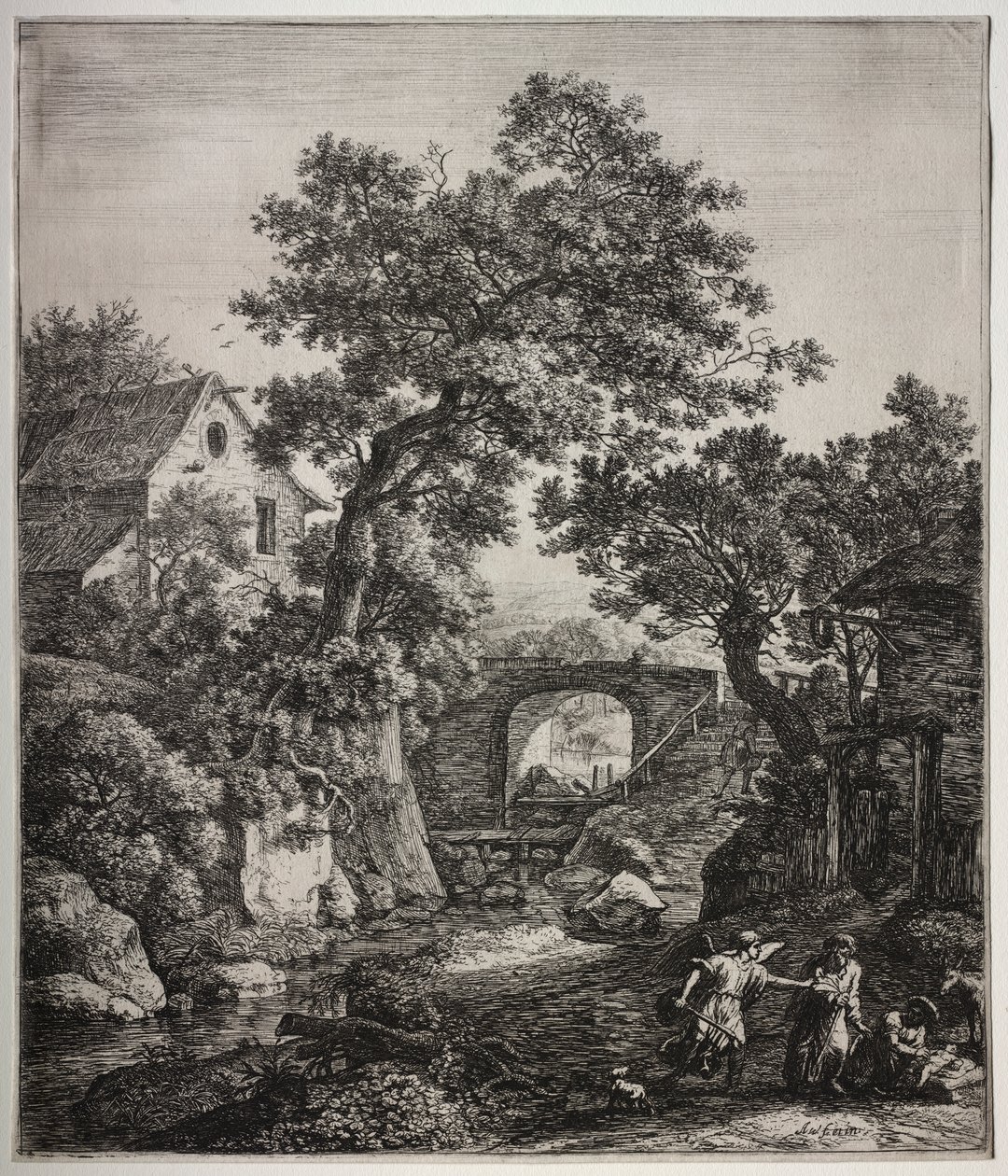 Zes grote staande landschappen met scènes uit het Oude Testament: Zipporah Besnijdt Haar Zoon door Anthonie Waterloo