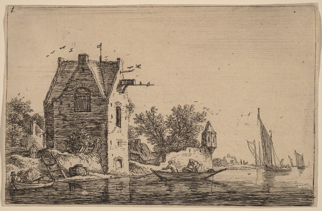 Het wachthuisje op de muur door Anthonie Waterloo