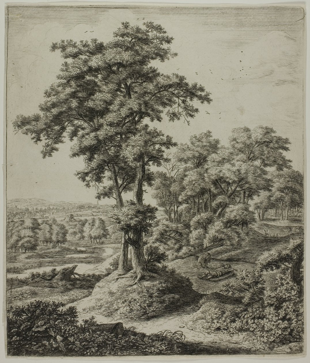 De ontrouwe profeet van Juda, uit Zes grote staande landschappen met scènes uit het Oude Testament door Anthonie Waterloo