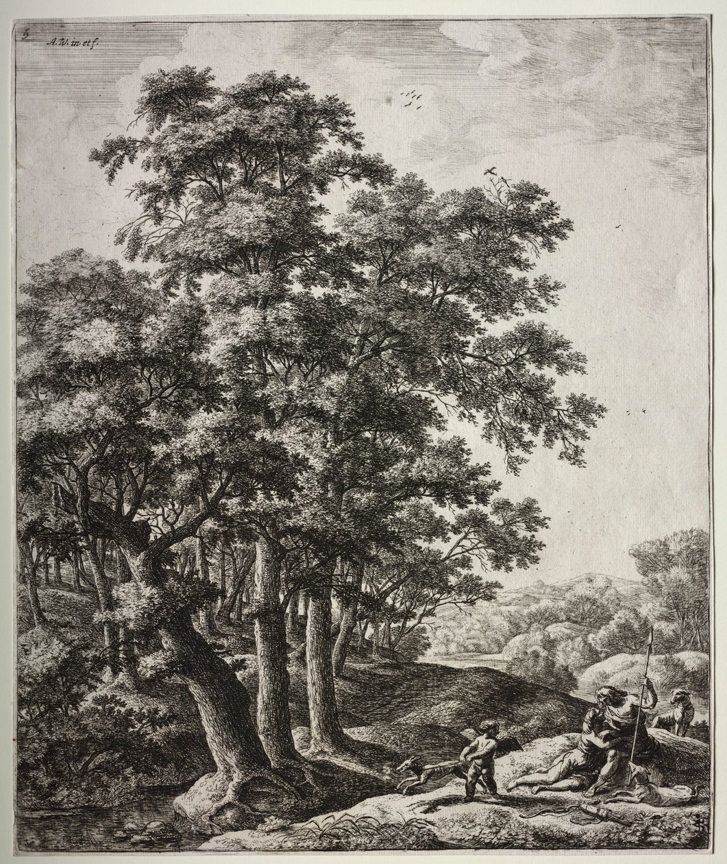 Venus en Adonis door Anthonie Waterloo