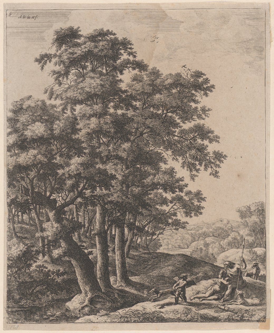 Venus en Adonis, 17e eeuw door Anthonie Waterloo