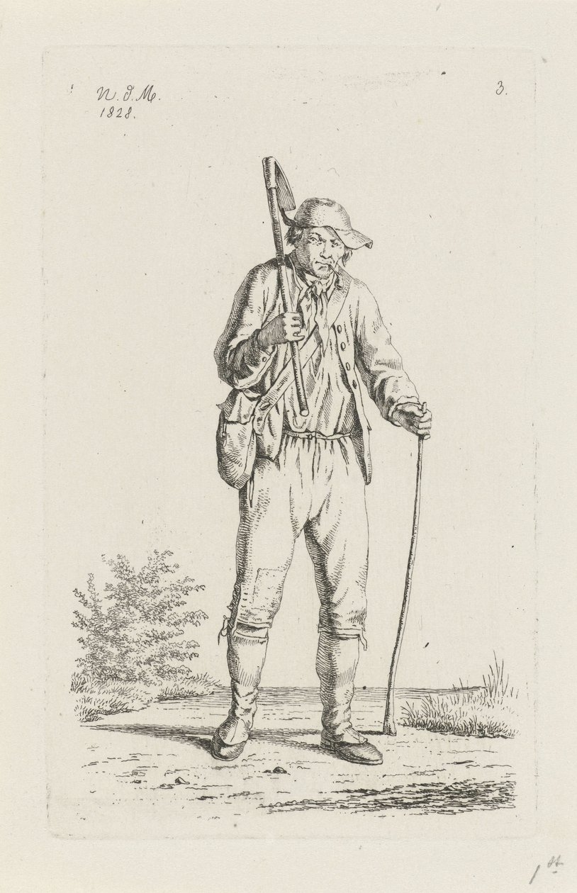 Boer uit de Ardennen met schoffel door Anthonie Willem Hendrik Nolthenius de Man